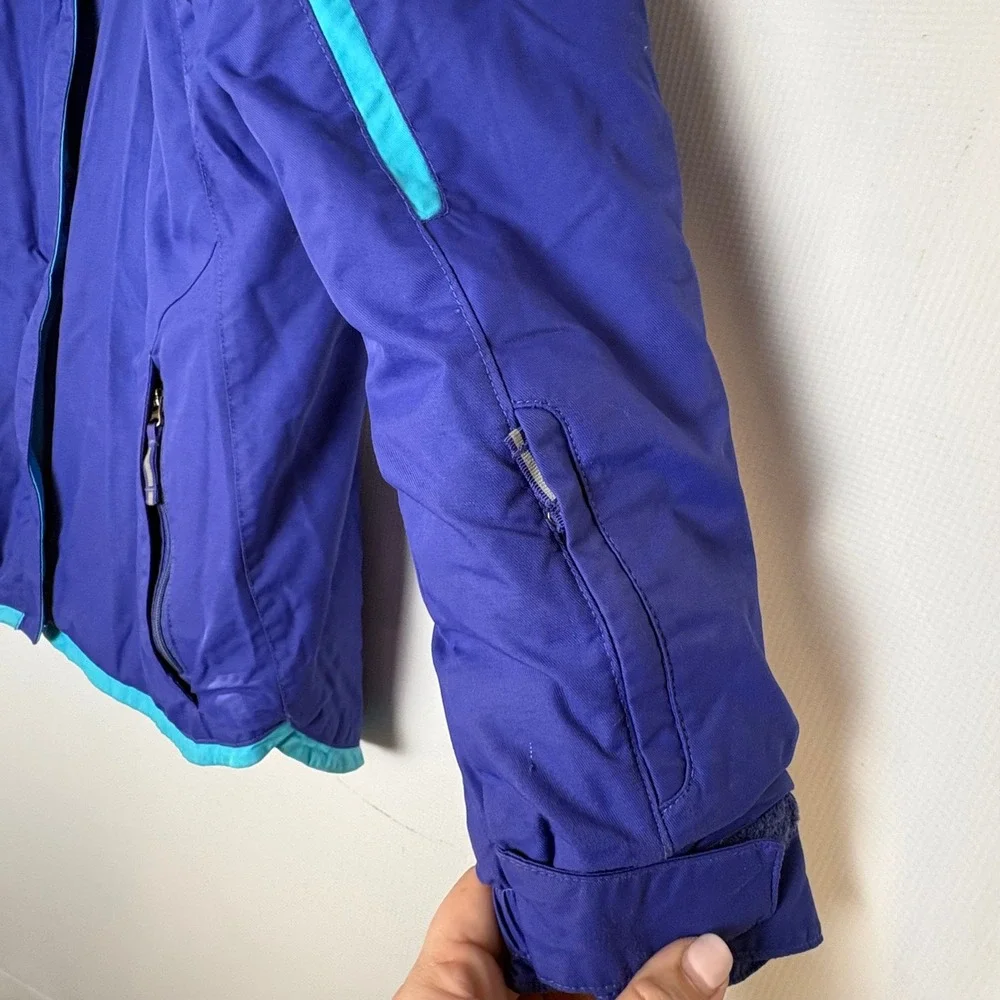 Columbia Boys Omni-Tech Ski Jacket Blue Teal‎ Hooded Rain Coat Med Grow System